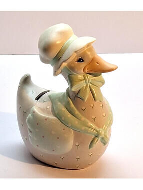 Vintage Enesco Mother Goose Ceramic Coin Bank 6 1/4"
